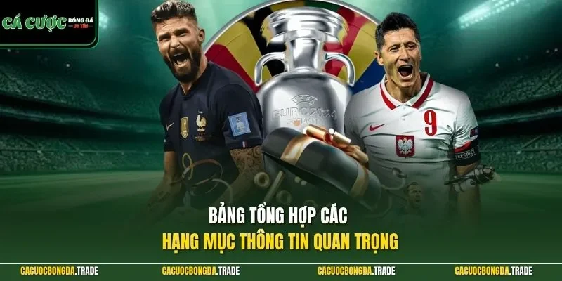 Bảng tổng hợp các hạng mục thông tin quan trọng 