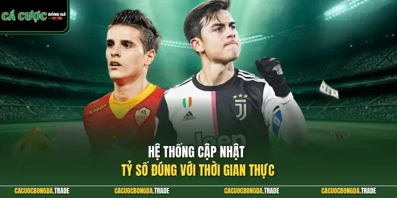 Hệ thống cập nhật tỷ số đúng với thời gian thực